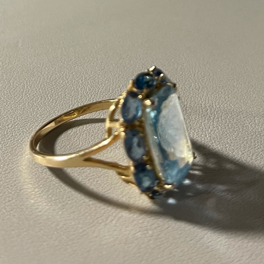 Semi precious stone - blue topaz, gold fill over SS 925